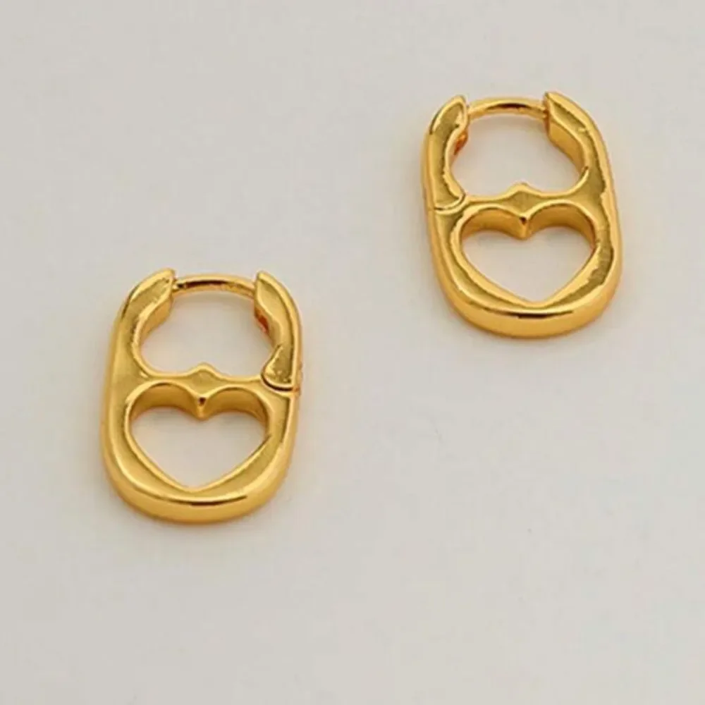 Gold Heart Cutout Hoop Huggie Earrings N1297